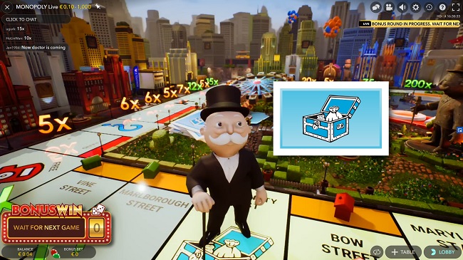kanskaart bij Monopoly Live van Evolution Gaming